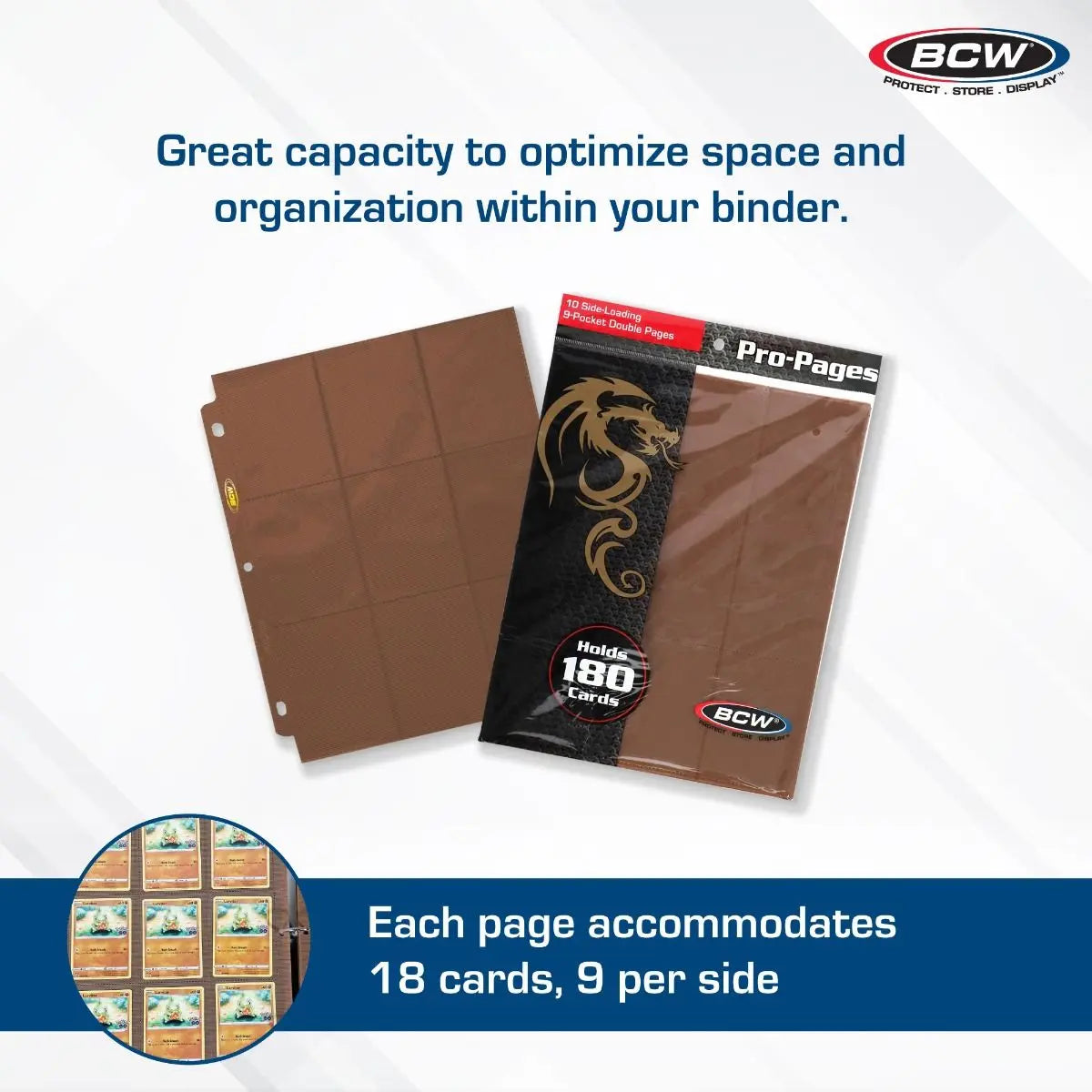 BCW Side-Loading 18-Pocket Pro Pages – Brown (10 Pack) - K&N Gaming LLC