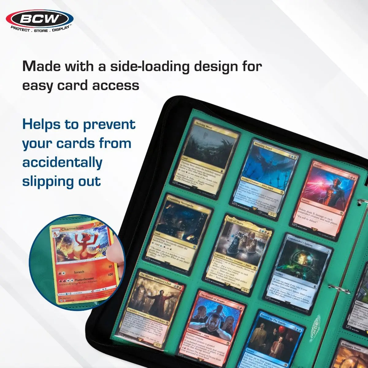 BCW Side-Loading 18-Pocket Pro Pages – Green (10 Pack) - K&N Gaming LLC