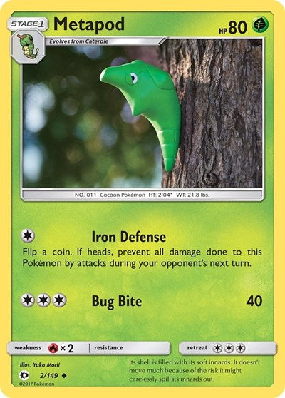 Metapod (SM Base Set) Near Mint Reverse Holofoil
