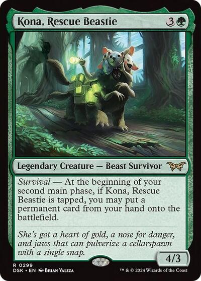 Kona, Rescue Beastie (0299) (Duskmourn: House of Horror) Near Mint Foil
