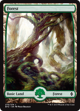 Forest (270) (Full Art) (Battle for Zendikar) Light Play Foil
