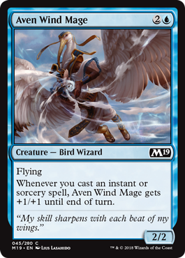 Aven Wind Mage (Magic 2019 Core Set) Light Play Foil