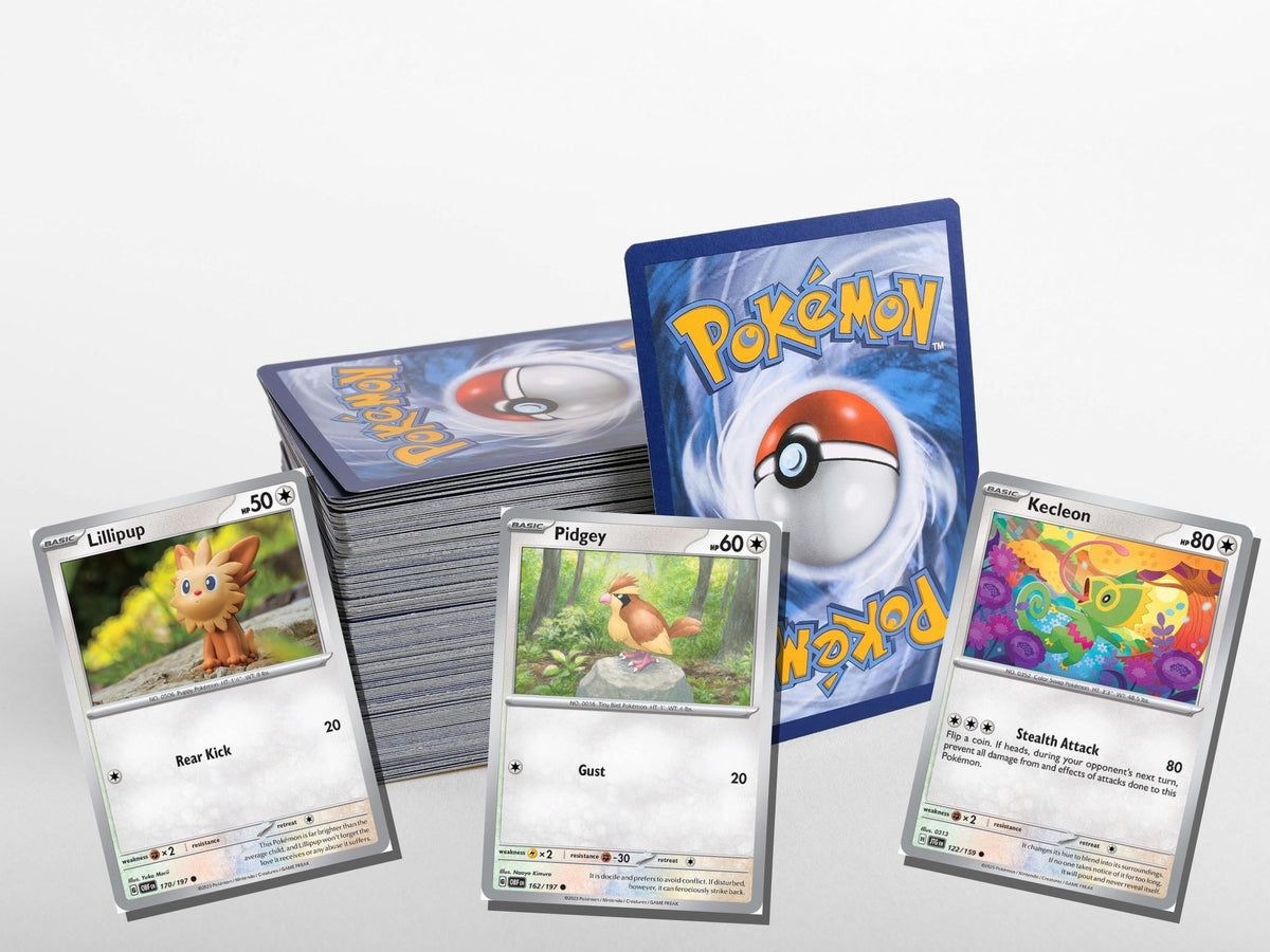 pokemon colorless dragon card lot 50 cards no duplicates – stack view