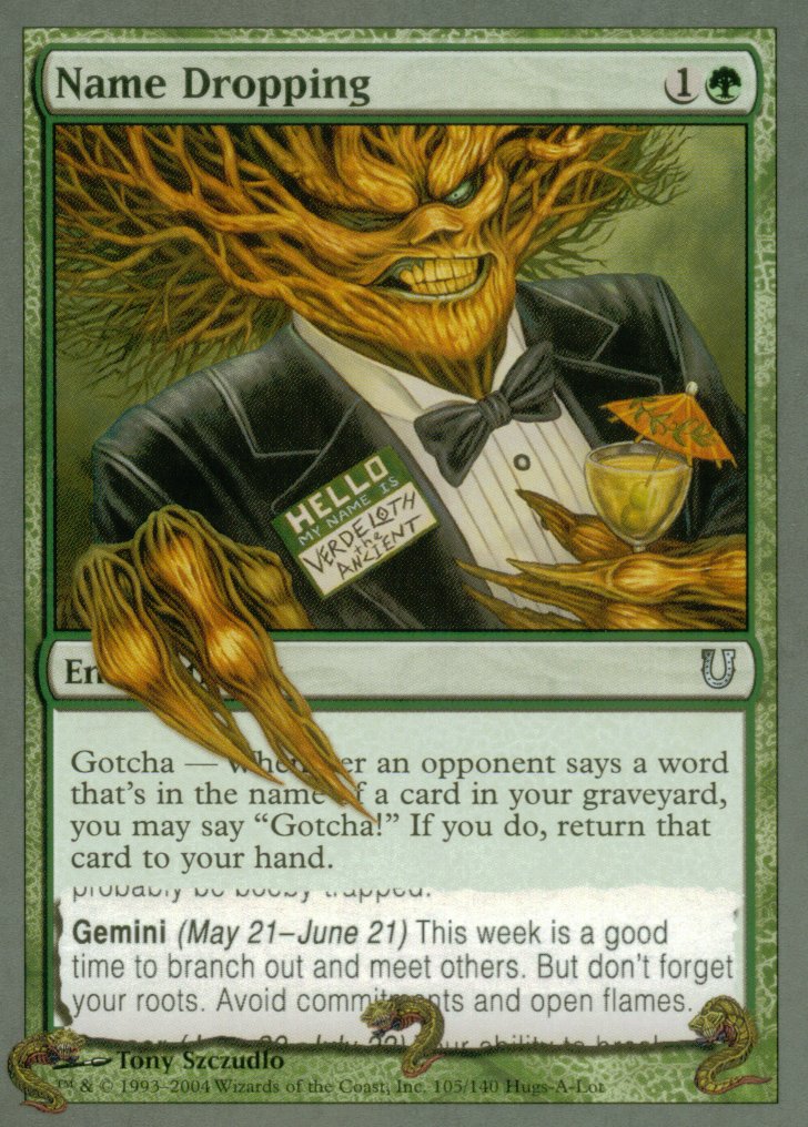 Name Dropping (Unhinged) Light Play