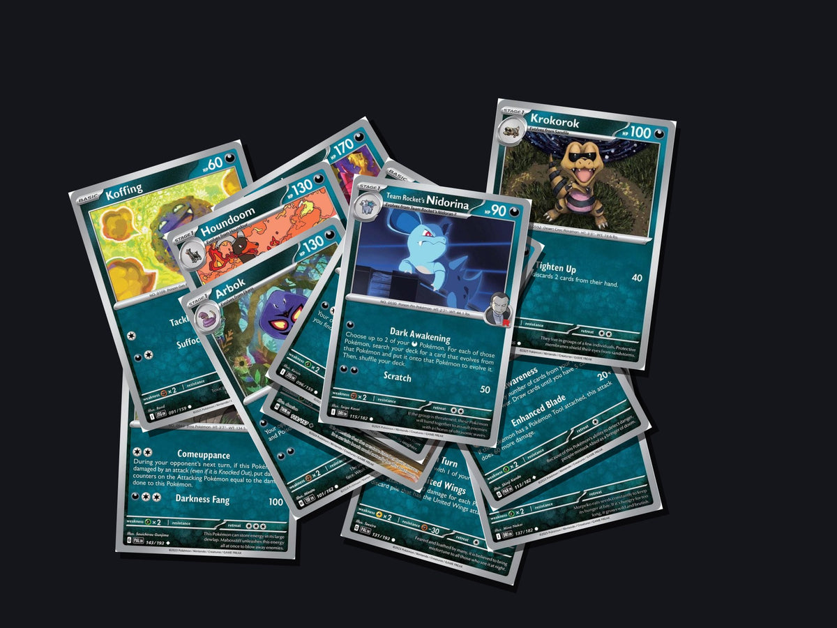 pokemon darkness card lot 50 cards no duplicates – pile view