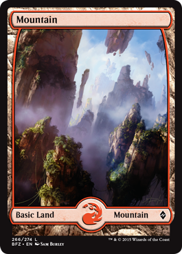 Mountain (266) (Full Art) (Battle for Zendikar) Light Play Foil