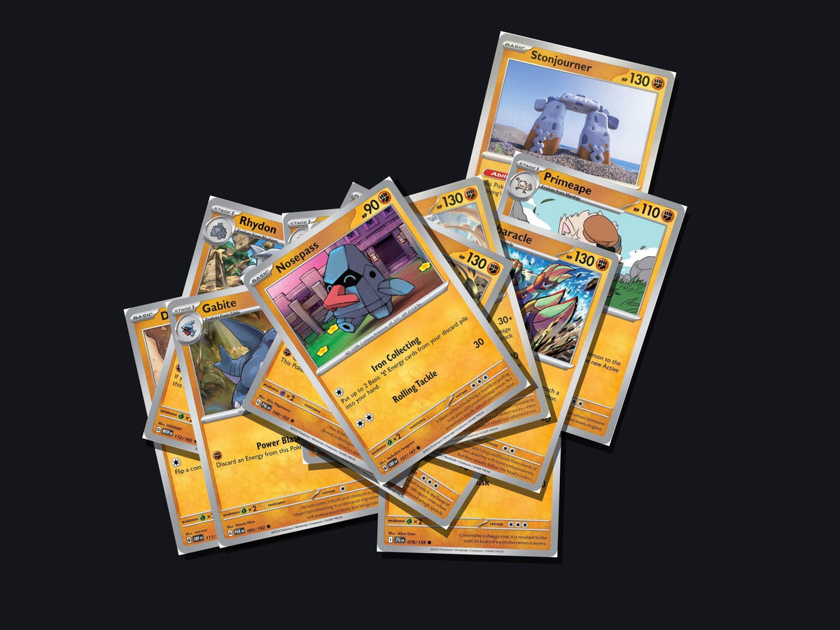 pokemon fighting card lot 50 cards no duplicates – pile view