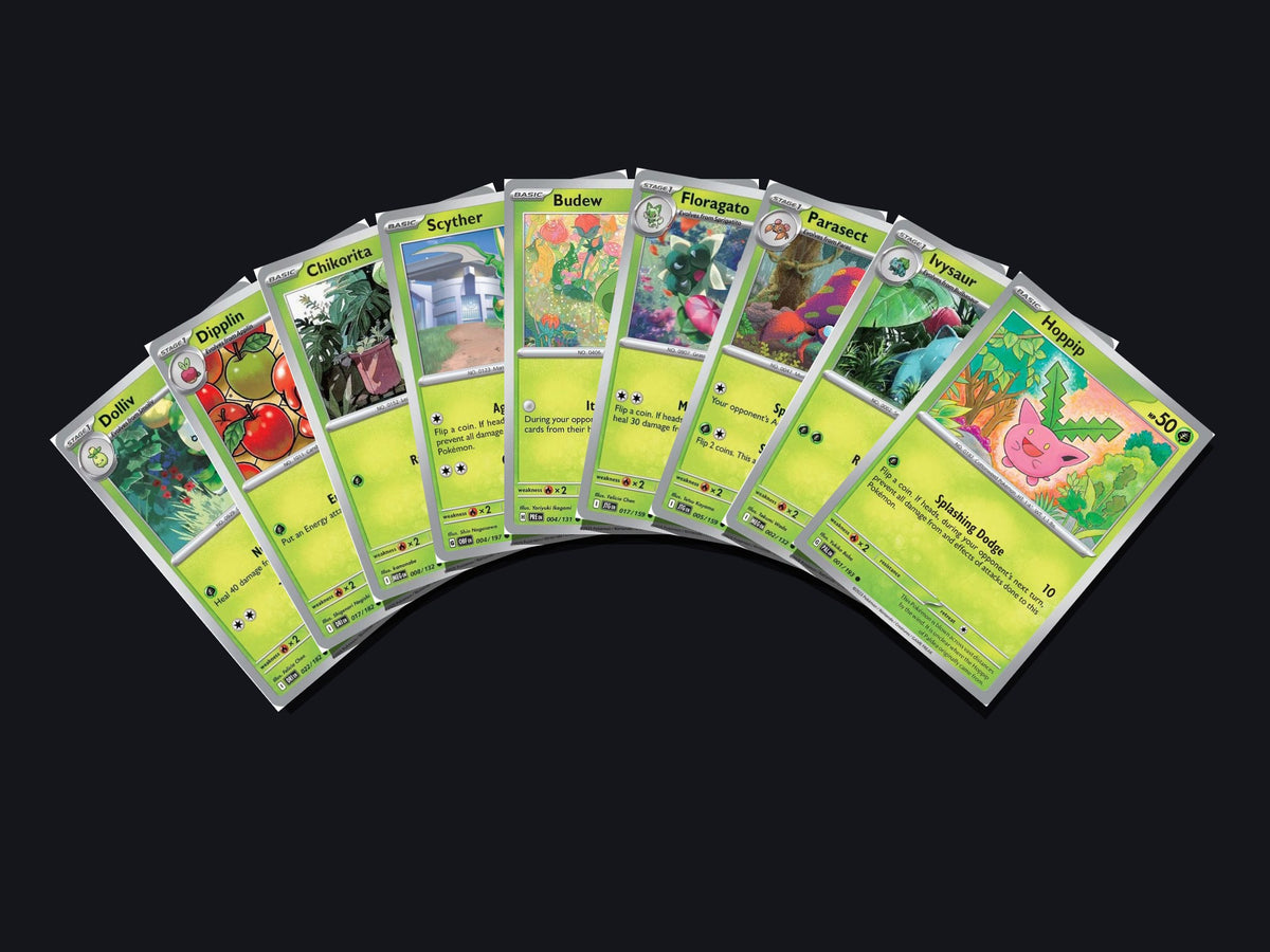 pokemon grass card lot 50 cards no duplicates – arch view
