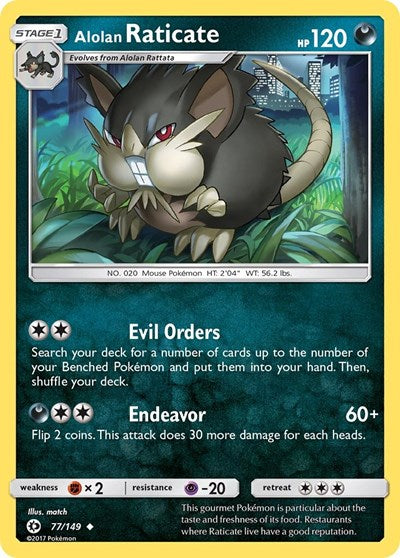 Alolan Raticate (SM Base Set) Near Mint
