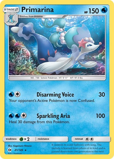 Primarina (SM Base Set) Near Mint Reverse Holofoil