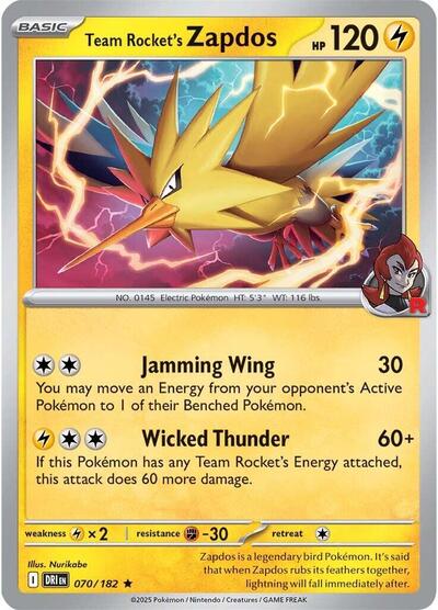 Team Rocket's Zapdos (SV10: Destined Rivals) Near Mint Reverse Holofoil