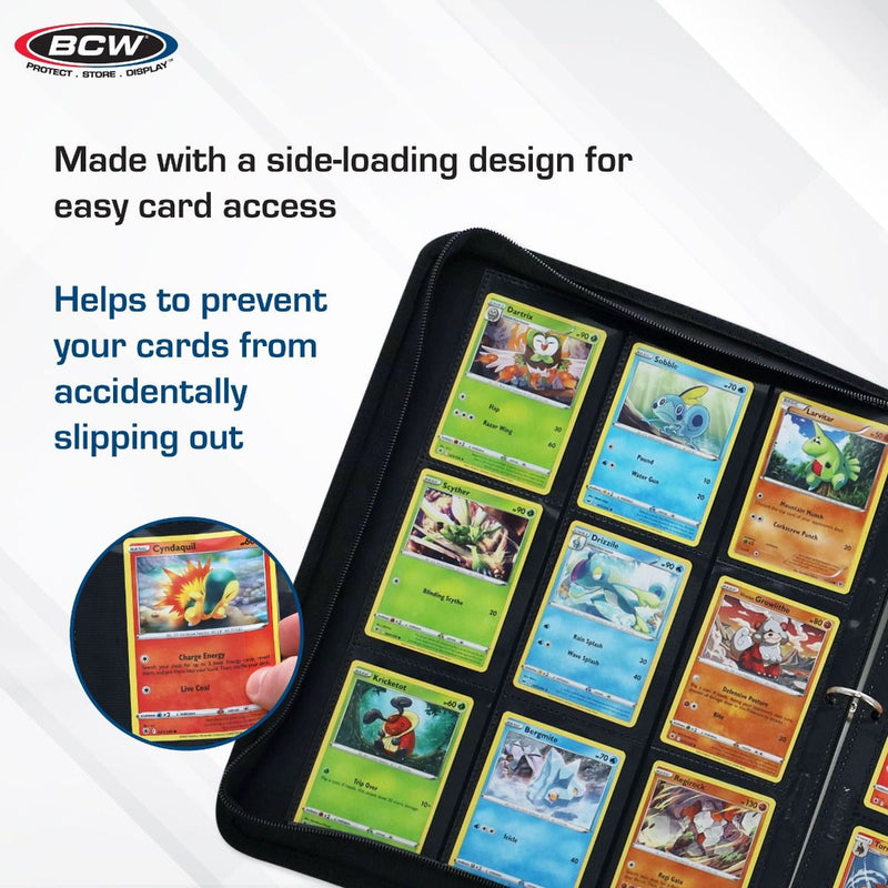 BCW Side-Loading 18-Pocket Pro Pages – Black (10 Pack)