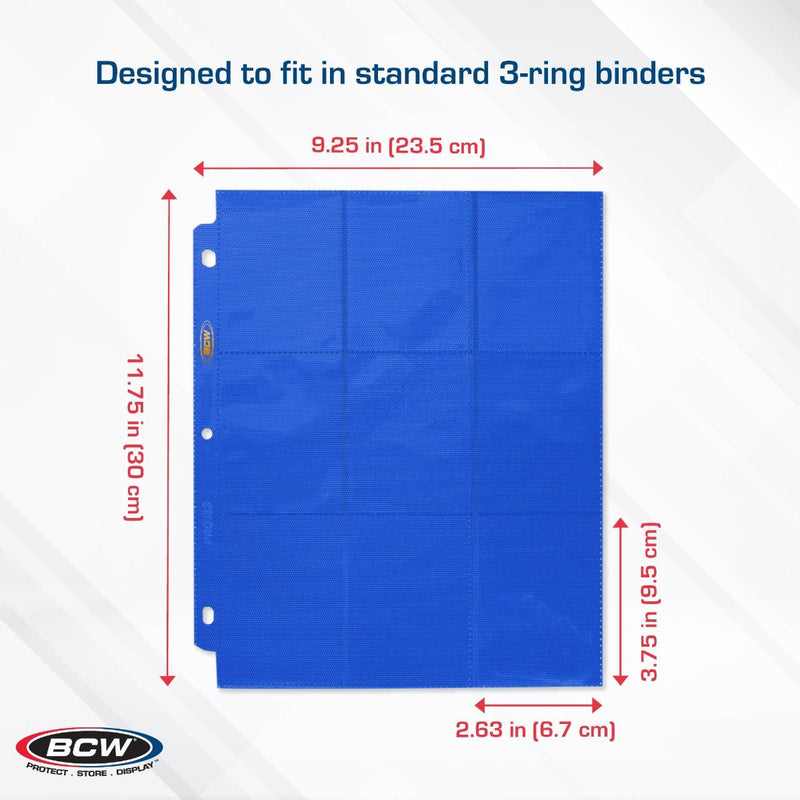 BCW Side-Loading 18-Pocket Pro Pages – Blue (10 Pack)