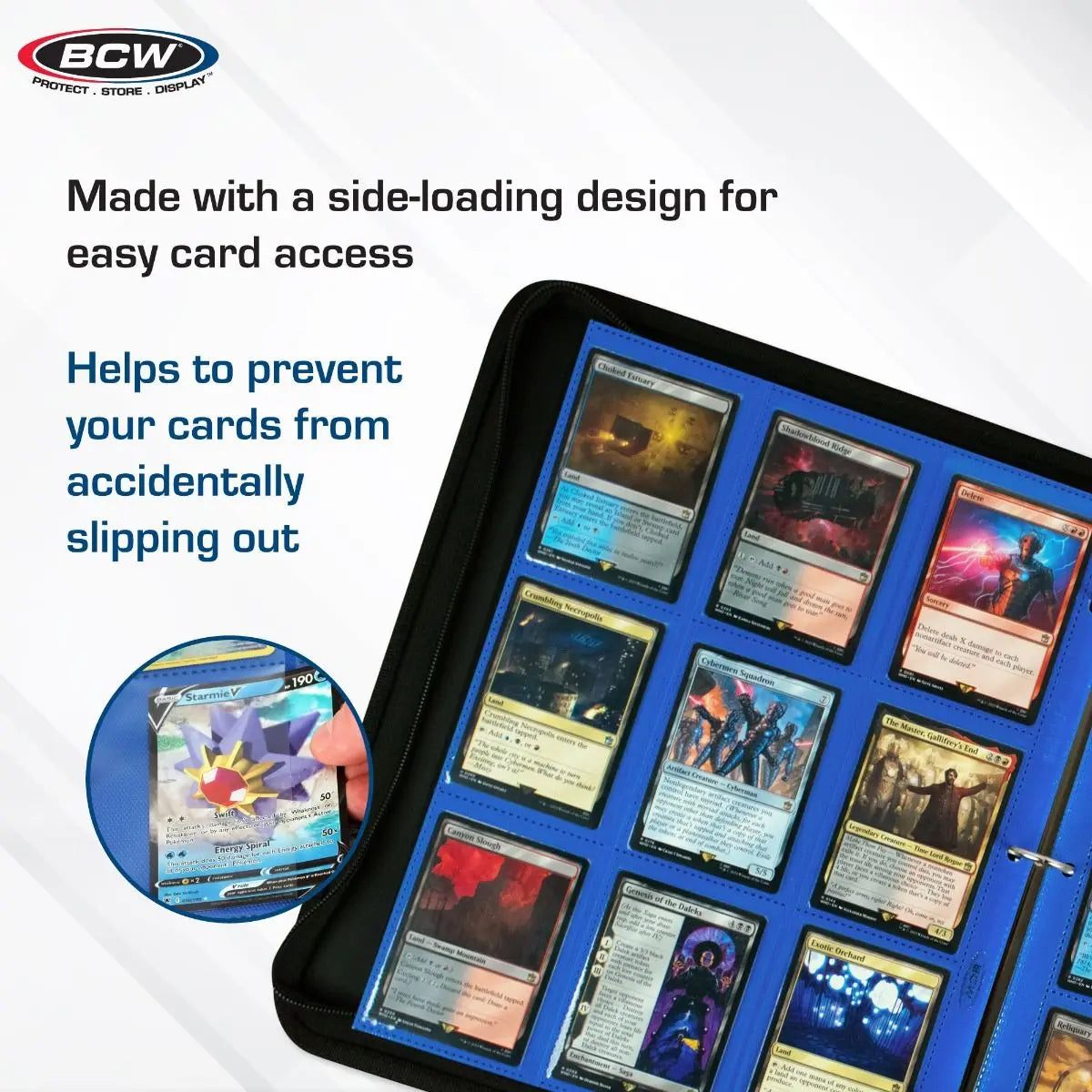 BCW Side-Loading 18-Pocket Pro Pages – Blue (10 Pack) - K&N Gaming LLC