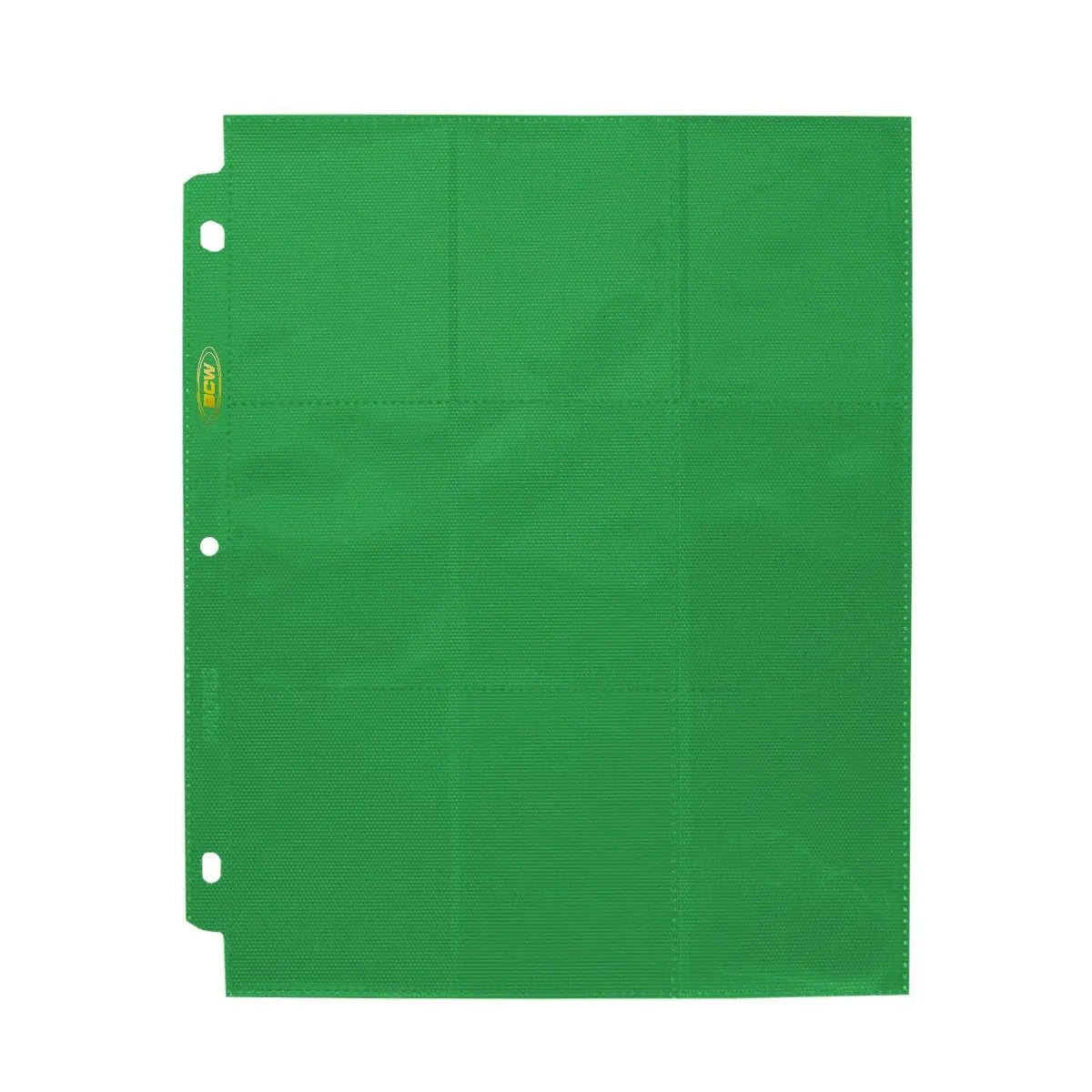 BCW Side-Loading 18-Pocket Pro Pages – Green (10 Pack) - K&N Gaming LLC