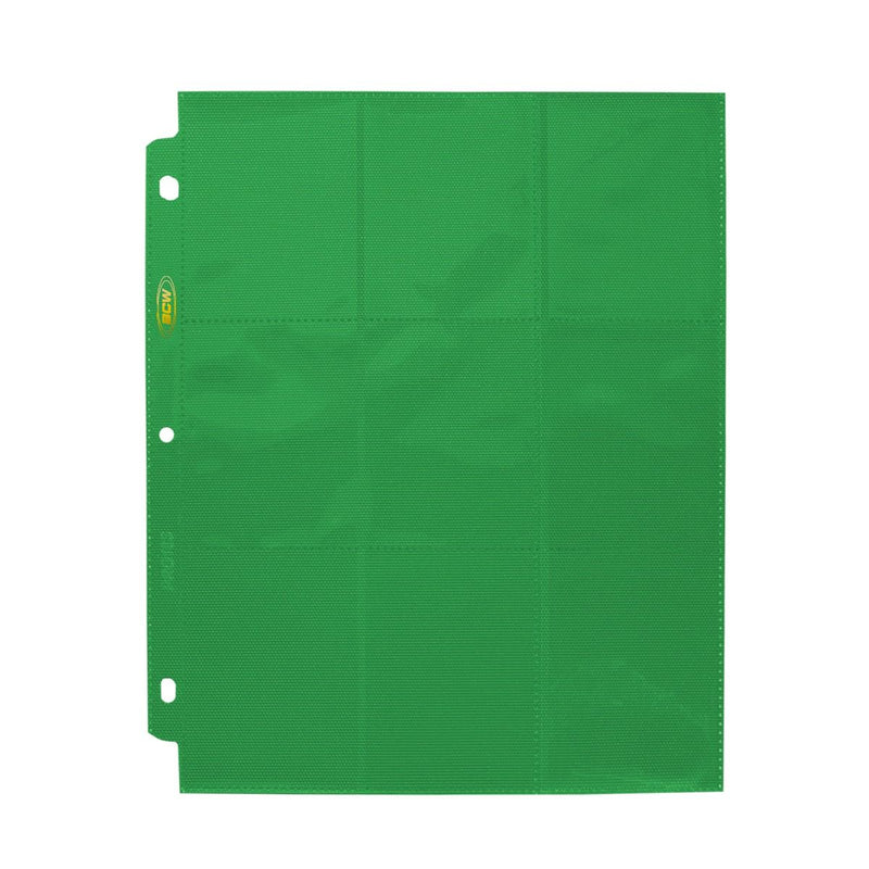 BCW Side-Loading 18-Pocket Pro Pages – Green (10 Pack)
