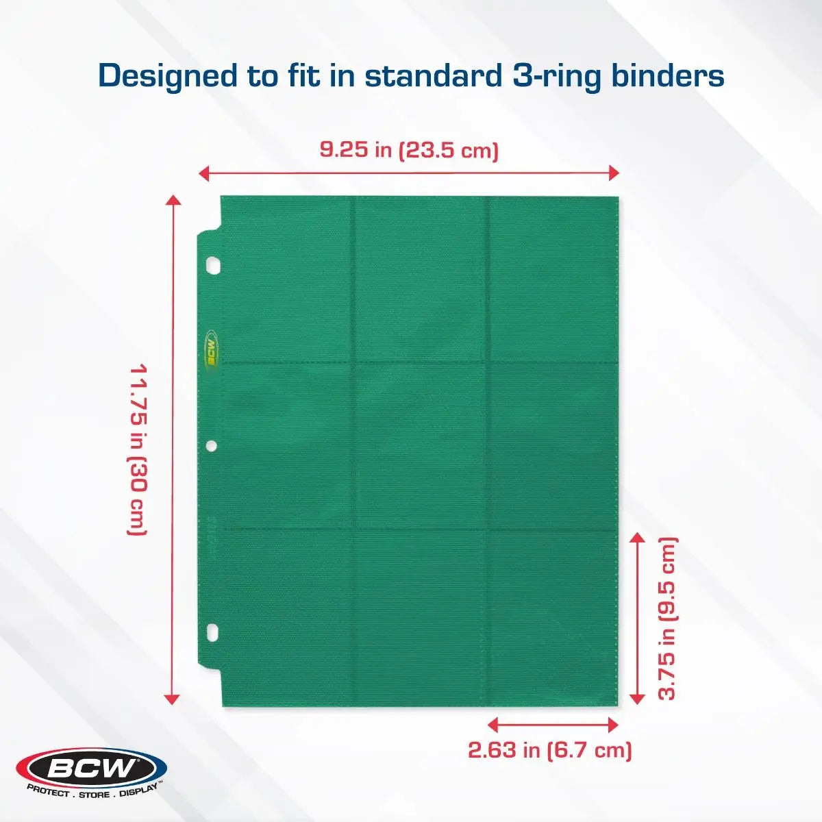 BCW Side-Loading 18-Pocket Pro Pages – Green (10 Pack) - K&N Gaming LLC