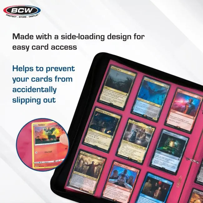 BCW Side-Loading 18-Pocket Pro Pages – Pink (10 Pack) - K&N Gaming LLC