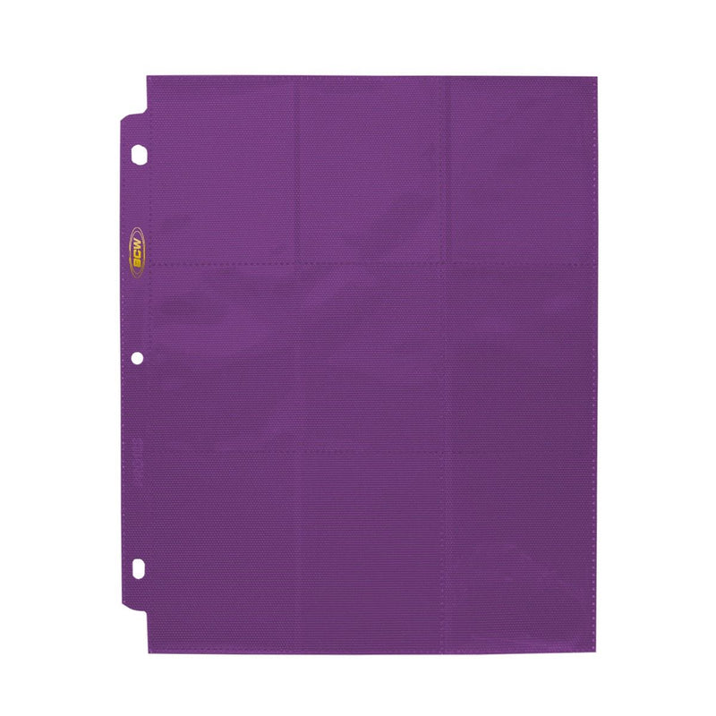 BCW Side-Loading 18-Pocket Pro Pages – Purple (10 Pack)