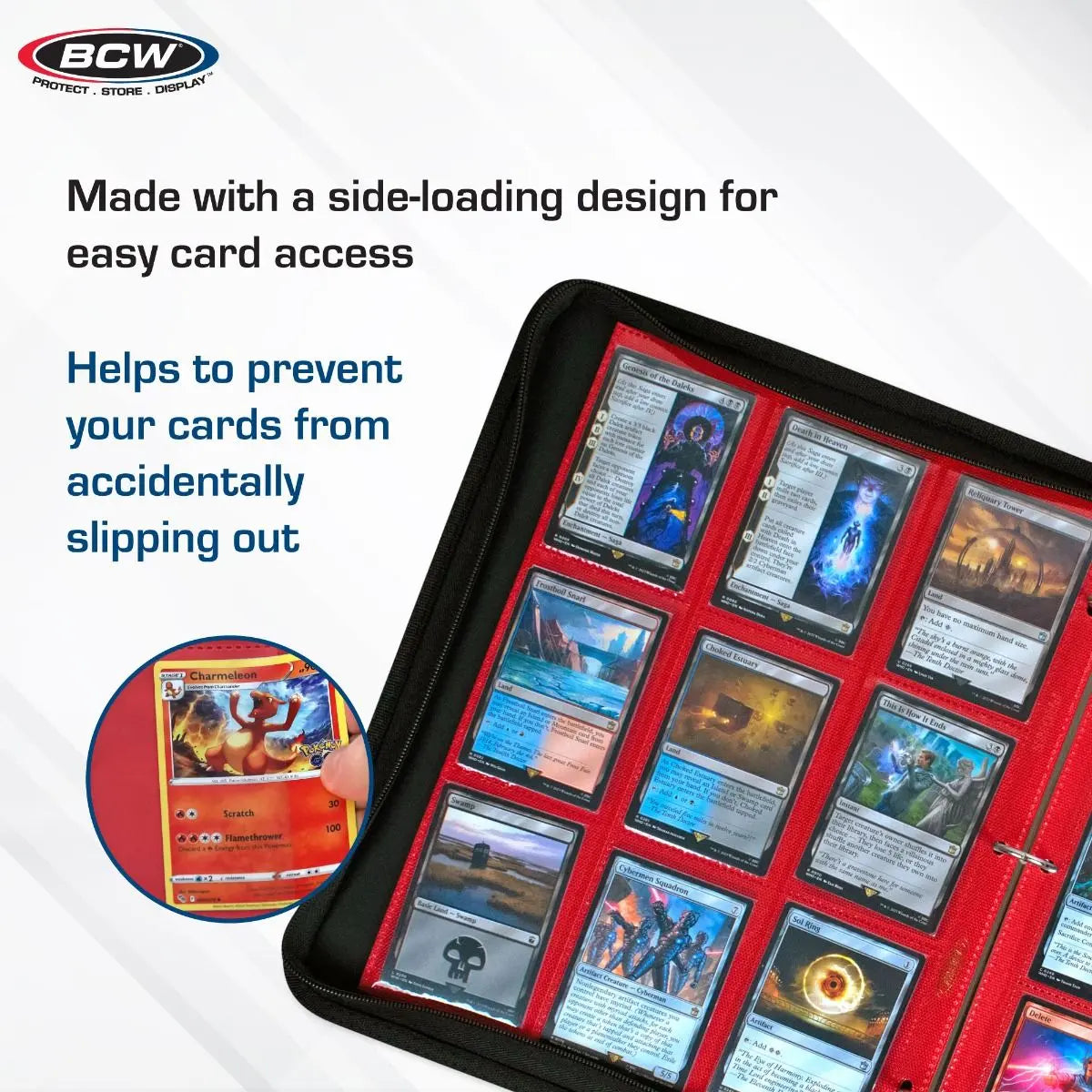BCW Side-Loading 18-Pocket Pro Pages – Red (10 Pack) - K&N Gaming LLC
