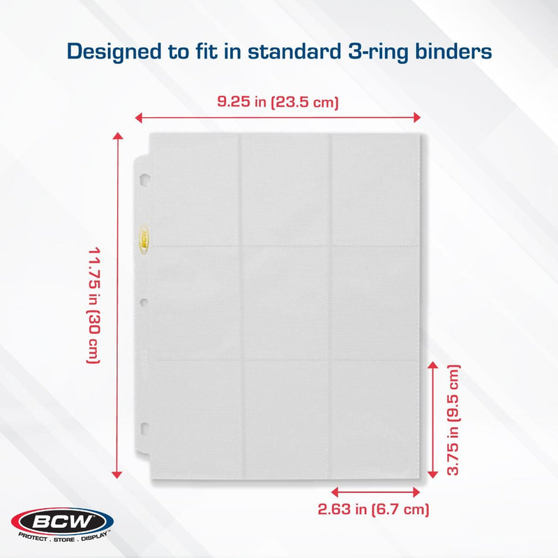BCW Side-Loading 18-Pocket Pro Pages – White (10 Pack)