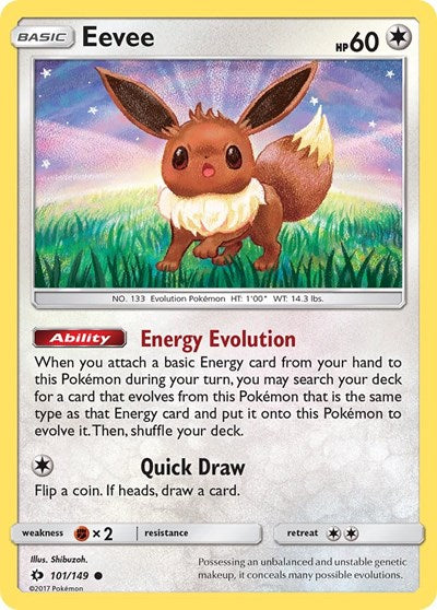 Eevee (SM Base Set) Near Mint Reverse Holofoil