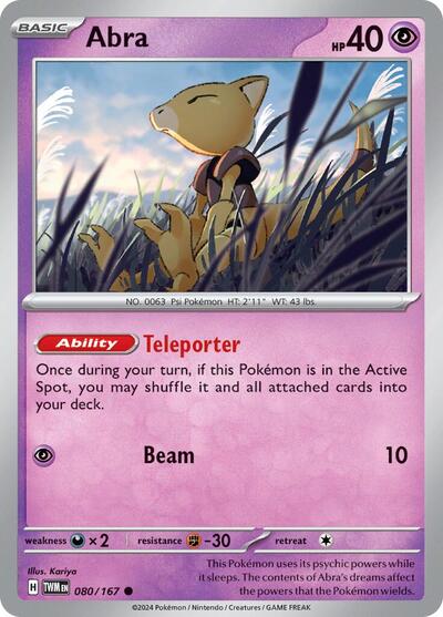 Abra (SV06: Twilight Masquerade) Near Mint Reverse Holofoil