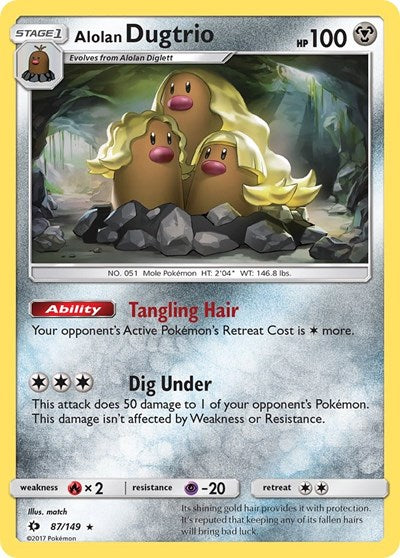 Alolan Dugtrio (SM Base Set) Near Mint Reverse Holofoil