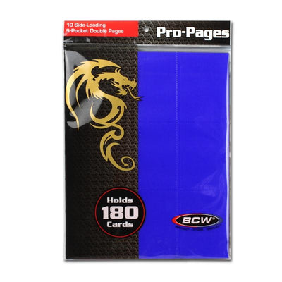 Side-Loading 18-Pocket Pro Pages - 3-Holes, Blue (10-Pack)