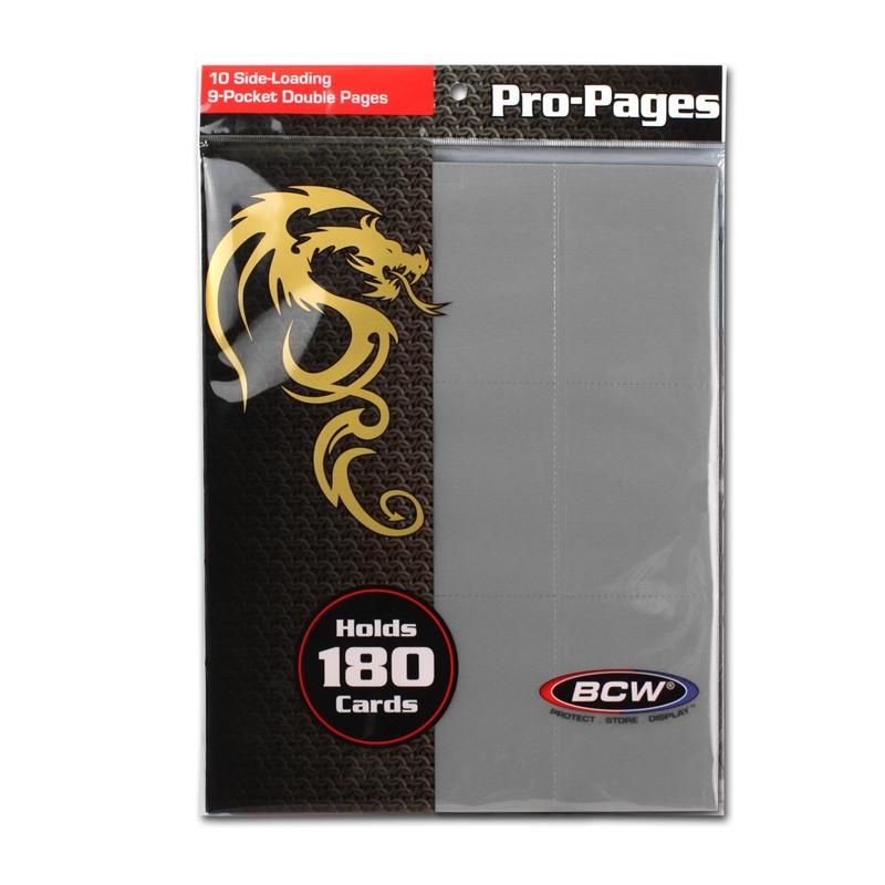 Side-Loading 18-Pocket Pro Pages - 3-Holes, Grey (10-Pack)