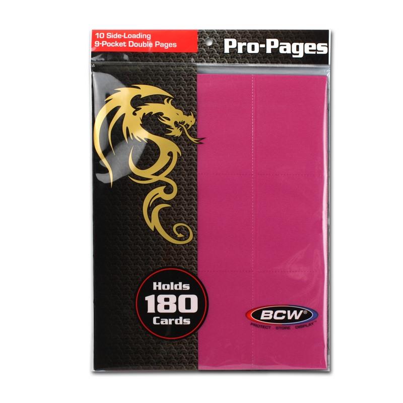 Side-Loading 18-Pocket Pro Pages - 3-Holes, Pink (10-Pack)