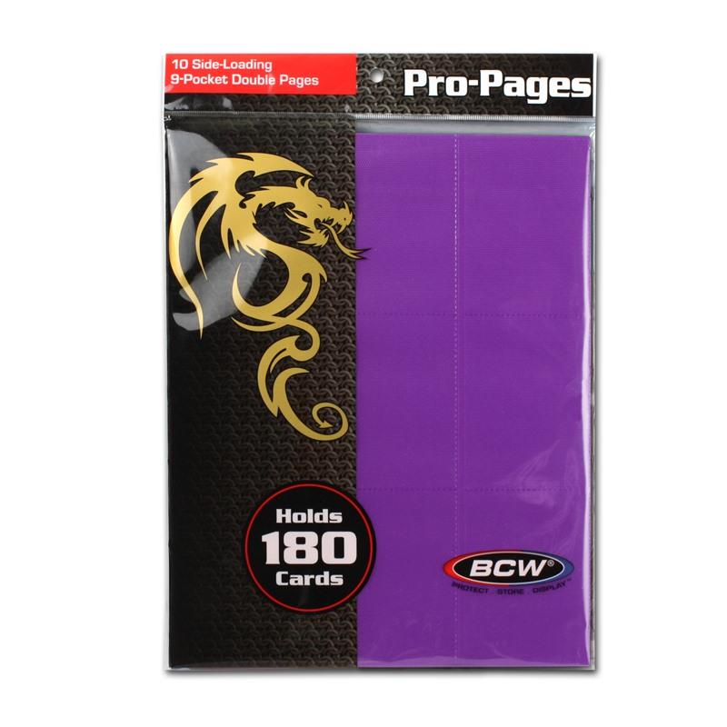 Side-Loading 18-Pocket Pro Pages - 3-Holes, Purple (10-Pack)