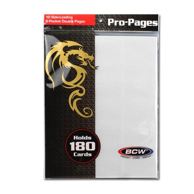 Side-Loading 18-Pocket Pro Pages - 3-Holes, White (10-Pack)