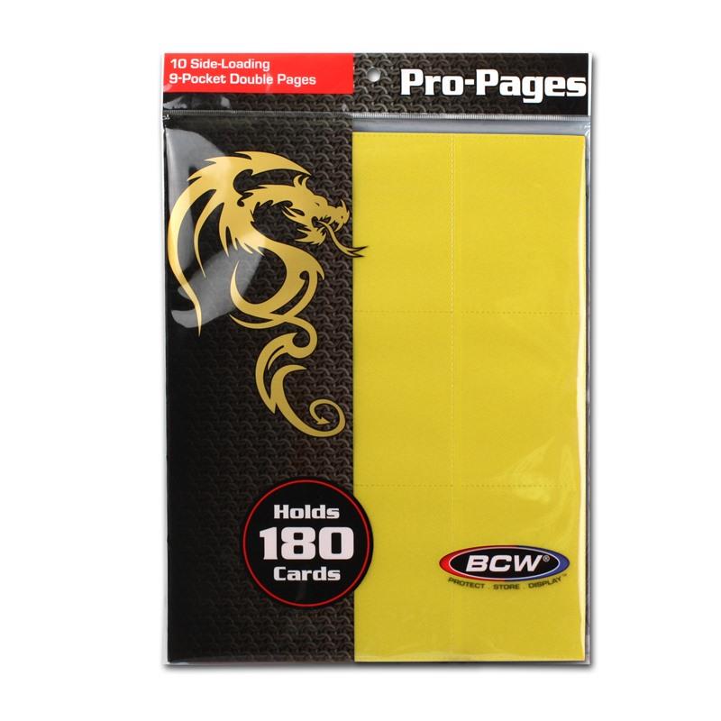 Side-Loading 18-Pocket Pro Pages - 3-Holes, Yellow (10-Pack)