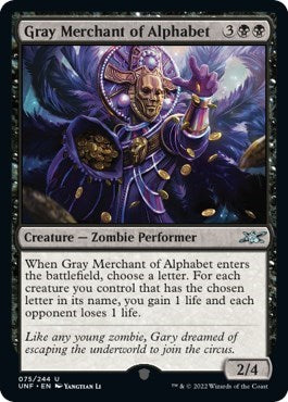 Gray Merchant of Alphabet (Unfinity) Light Play