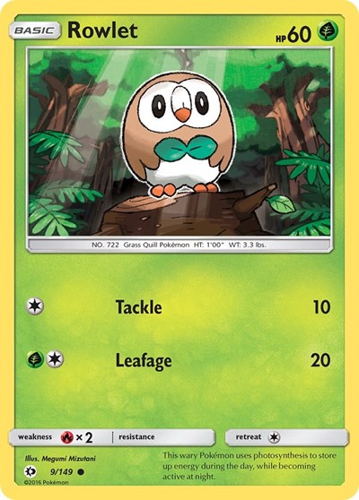 Rowlet (SM Base Set) Near Mint Reverse Holofoil