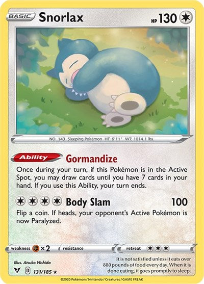 Snorlax (SWSH04: Vivid Voltage) Near Mint Reverse Holofoil