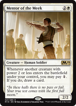 Mentor of the Meek (Magic 2019 Core Set) Light Play Foil
