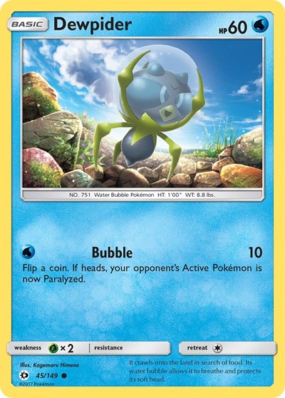 Dewpider (SM Base Set) Near Mint Reverse Holofoil