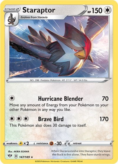 Staraptor (SWSH03: Darkness Ablaze) Near Mint Reverse Holofoil