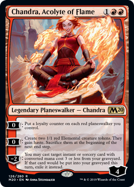 Chandra, Acolyte of Flame (Magic 2020 Core Set) Light Play