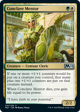 Conclave Mentor (Magic 2021 Core Set) Light Play
