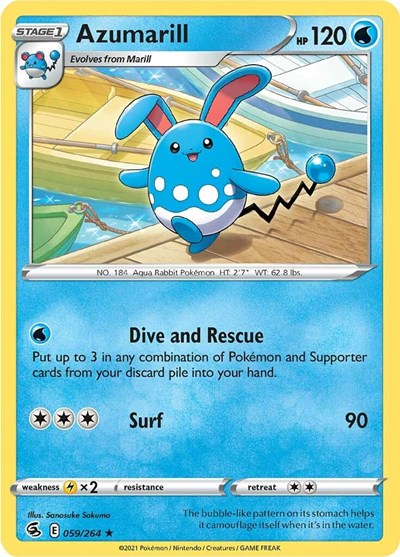 Azumarill (SWSH08: Fusion Strike) Near Mint Reverse Holofoil