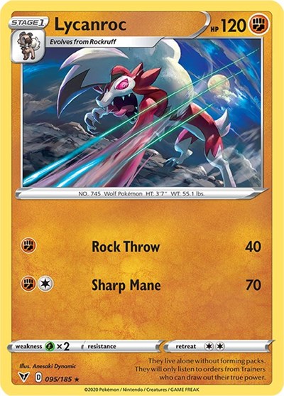 Lycanroc (SWSH04: Vivid Voltage) Near Mint Reverse Holofoil