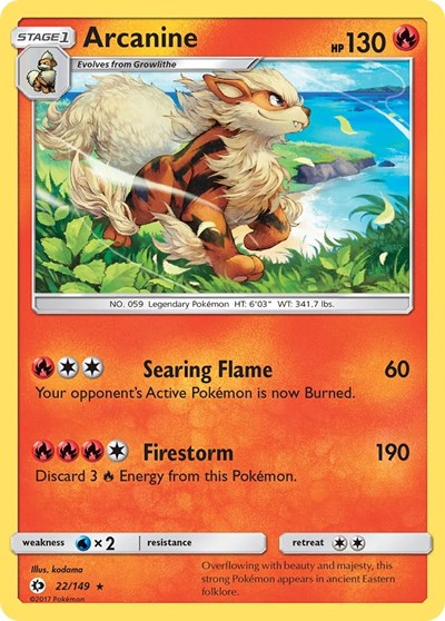 Arcanine (SM Base Set) Near Mint Reverse Holofoil
