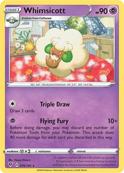 Whimsicott (SWSH04: Vivid Voltage) Near Mint Reverse Holofoil