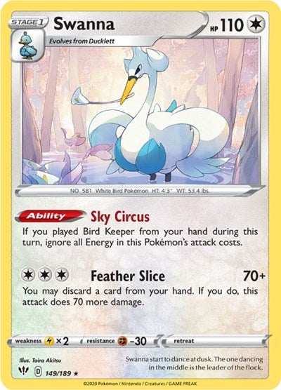 Swanna (SWSH03: Darkness Ablaze) Near Mint Reverse Holofoil