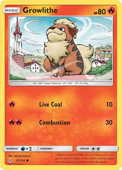 Growlithe (SM - Unbroken Bonds) Near Mint Reverse Holofoil