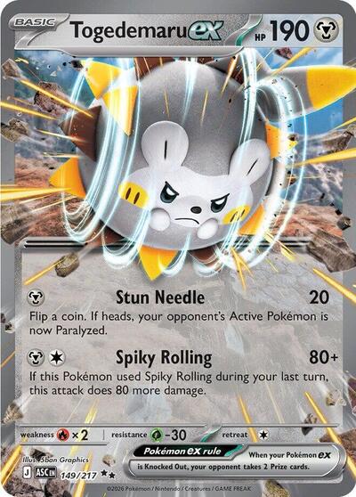 Togedemaru ex (ME: Ascended Heroes) Near Mint Holofoil