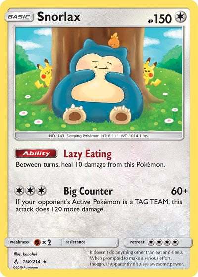 Snorlax (SM - Unbroken Bonds) Near Mint Reverse Holofoil